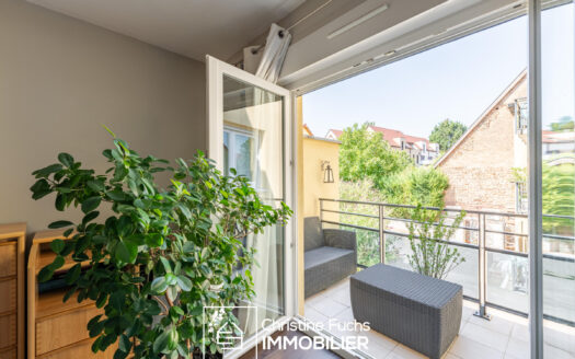 Niederhausbergen – Grand 3 pièces, terrasse, balcon, cave et garage