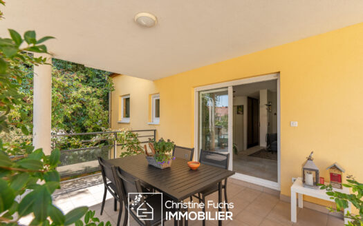 Niederhausbergen – Grand 3 pièces, terrasse, balcon, cave et garage